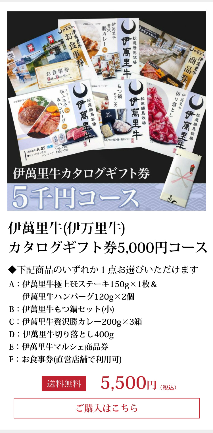 伊萬里牛カタログギフト券　5,000円コース