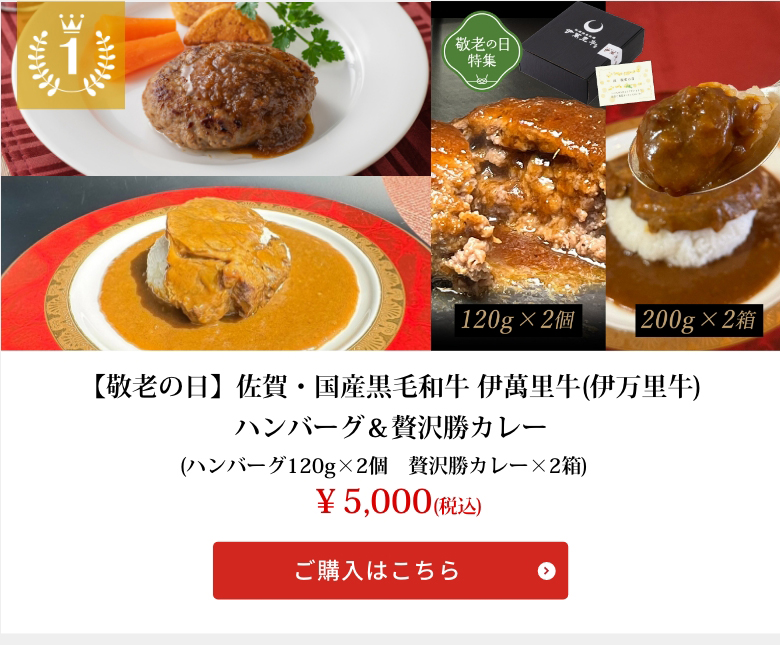 【敬老の日】佐賀・国産黒毛和牛 伊萬里牛(伊万里牛)ハンバーグ＆贅沢勝カレー