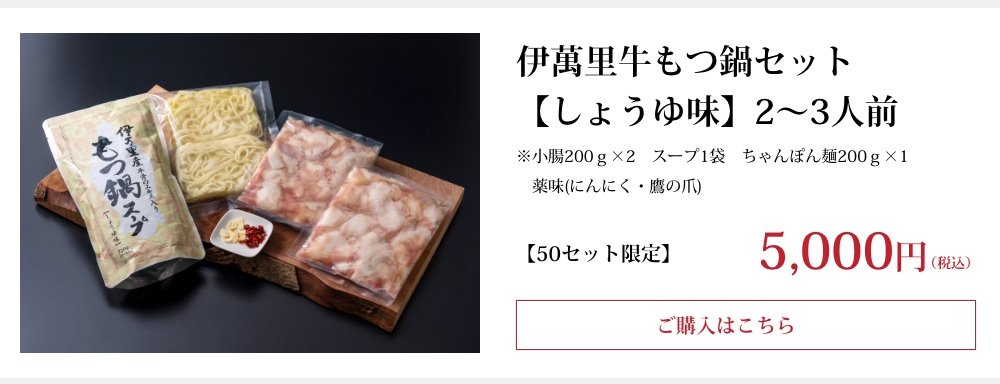 伊萬里牛もつ鍋セット【しょうゆ味】2～3人前