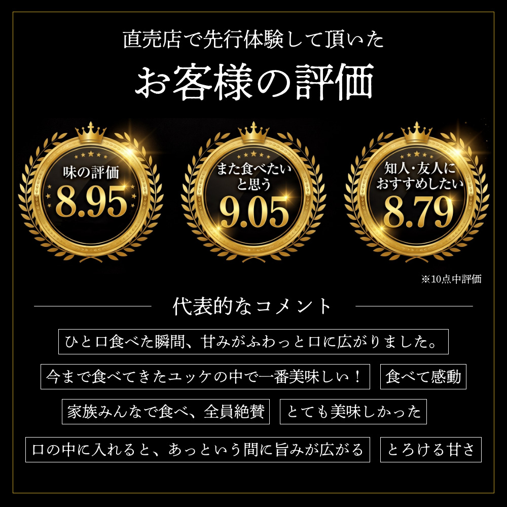 直売店で先行体験して頂いたお客様の評価